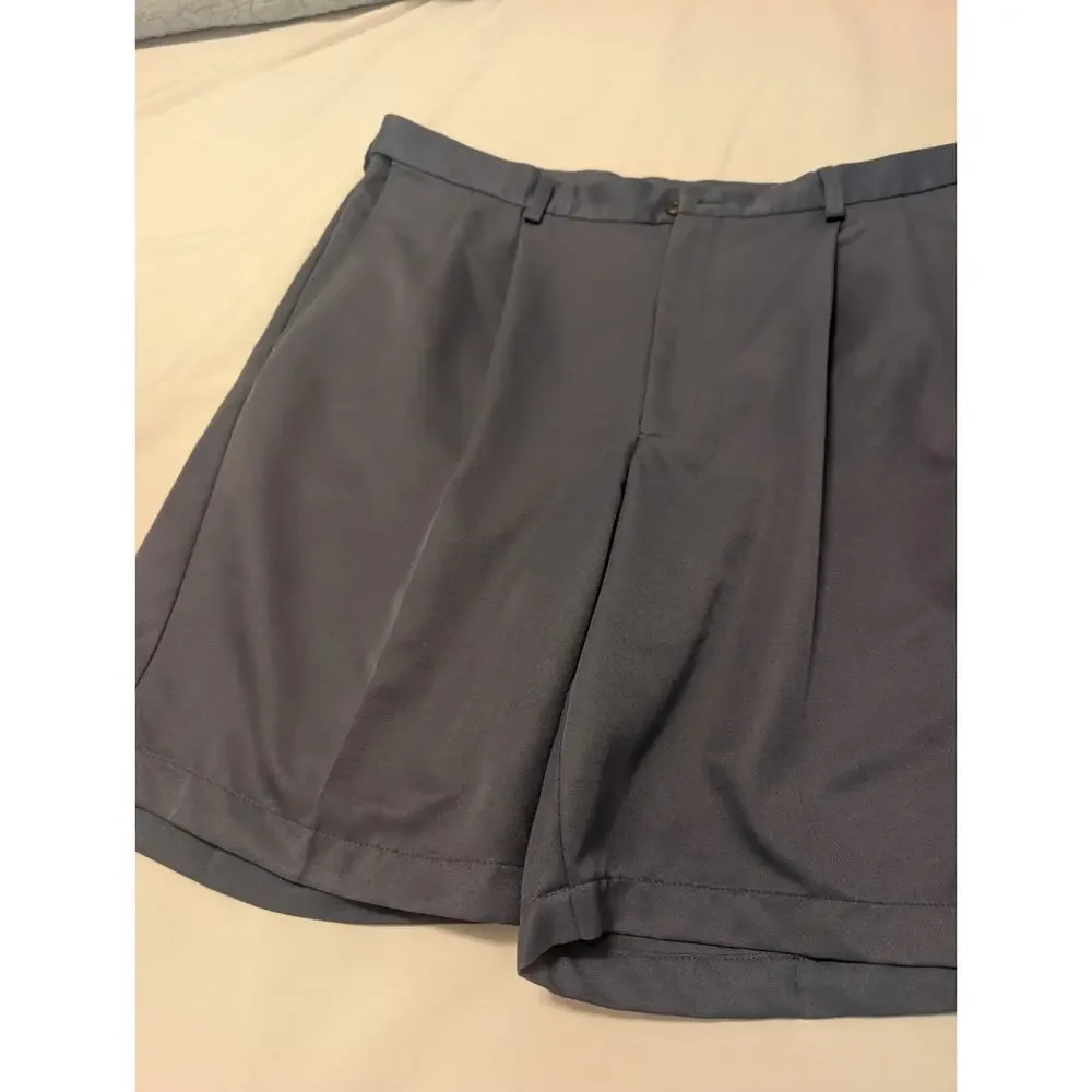 Haggar Shorts Mens 36 Black & grayish Pleated Classic Walk Flex Waist 2 pairs